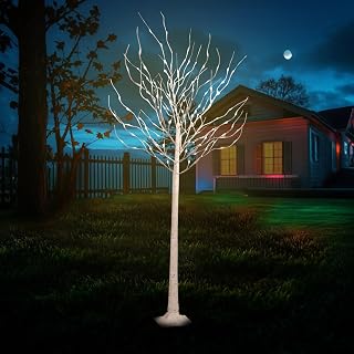 LED Birch Tree Lights, 6ft Trees with Warm White Lights, Outdoor Indoor Christmas Wedding Party Decor
