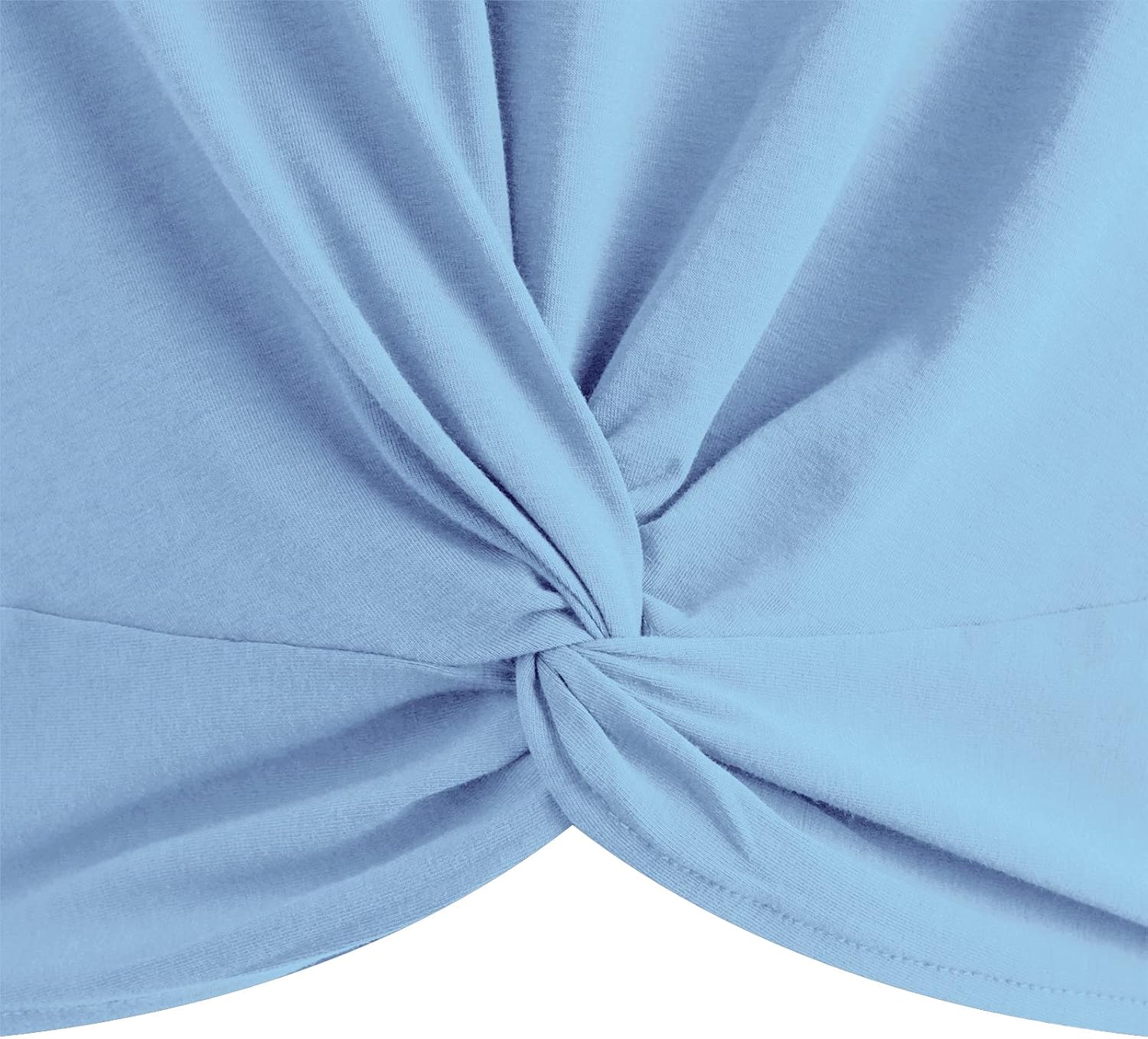 JINKESI Women's Summer Causal Short Sleeve Blouse Round Neck Crop Tops Twist Front Tee T-Shirt - Image 4