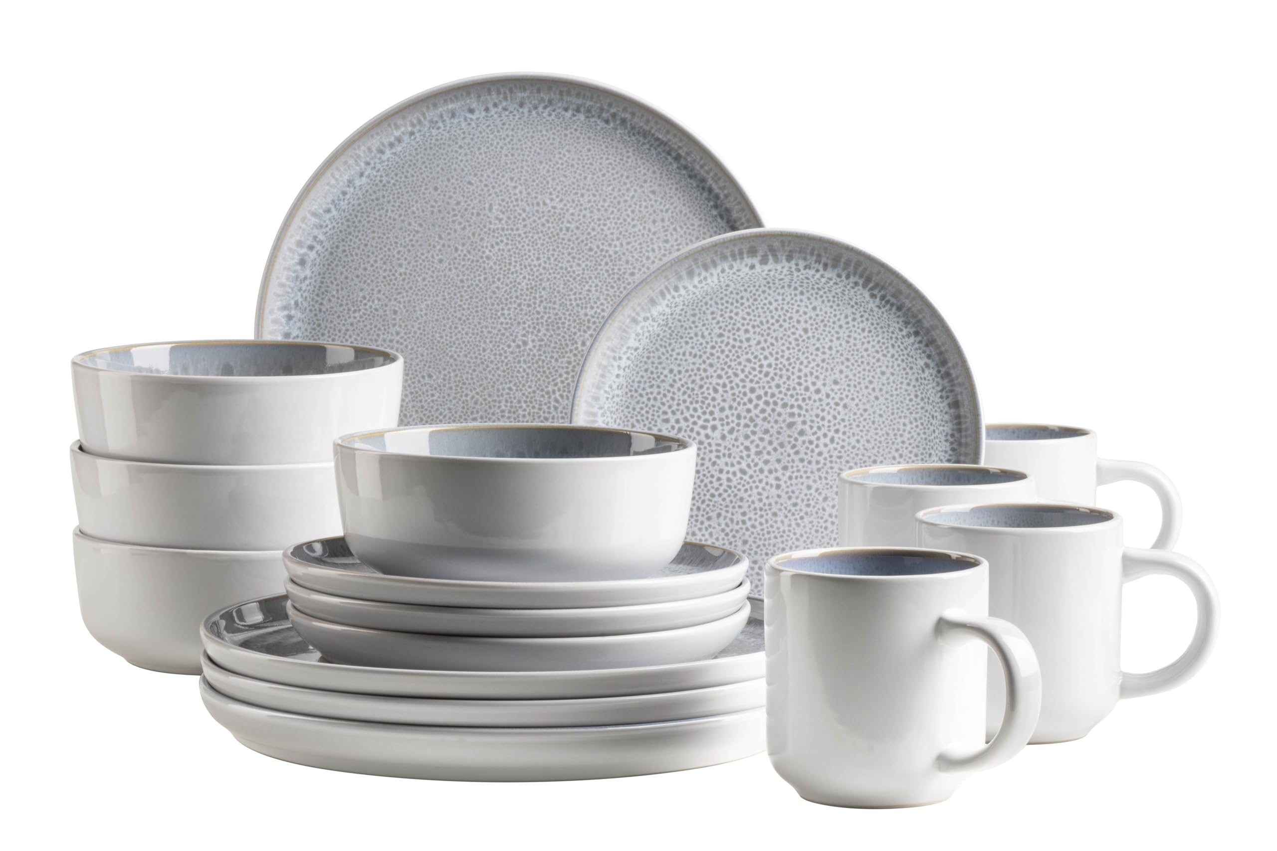 MÄSER Lunaria 934435 Series Ceramic Crockery Set for 4 People 16-Piece Combination Crockery Set Reactive Glaze Stoneware Grey