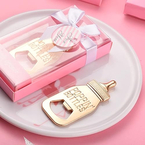 Vista 28 de 24 abrebotellas, recuerdo de baby shower para invitados, abrebiberones de oro rosa, regalos de boda, regalos de baby shower, regalos para invitados