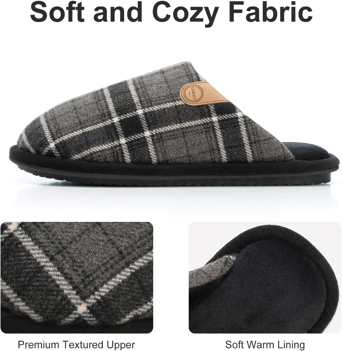 Men's Slippers Cozy House Slippers, Warm Soft Indoor Outdoor Cotton Slipper for Men with Memory Foam Gifts for Men Him Dad - Image 4