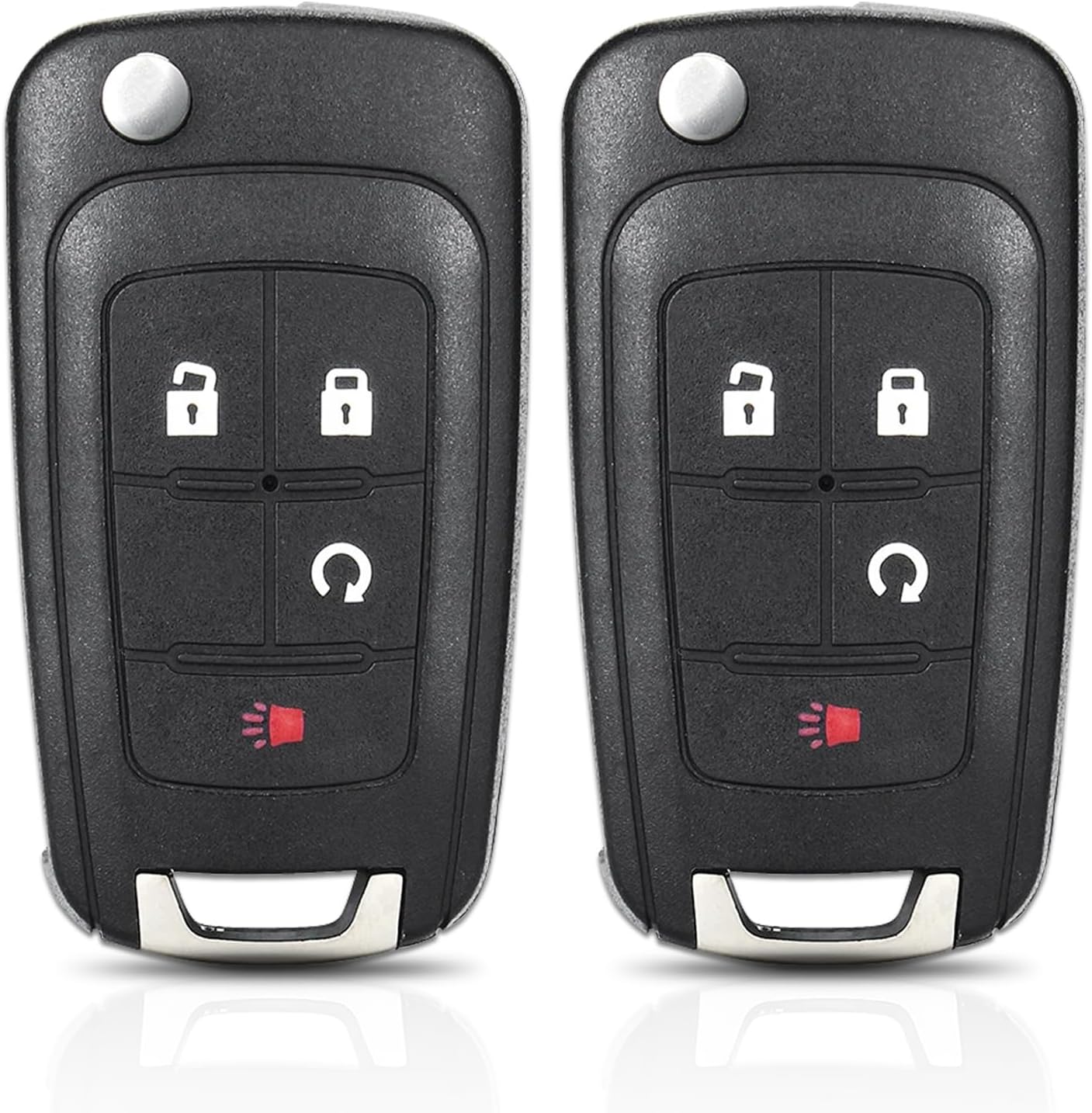 Flip Car Key Fob Replacement Fits for 2010-2019 GMC Terrain/14-18 Buick Encore/10-19 Equinox/16-19 Impala/12-17 Sonic OHT01060512, V2T01060512, 2 Pcs