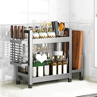 [YXSNG] シンク上 キッチン収納ラック グレー 収納 42*14*61 キッチンラック キッチン収納 キッチンシェルフ スパイスラック シェルフ 卓上 料理 調理 台所 調味料収納 調味料ラック 卓上収納 キッチン スリム おしゃれ 雑貨 北欧