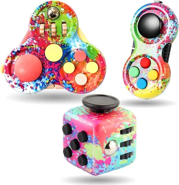 Steemjoey 3Pcs Cube Anti-Stress Jouet - Fidget Pad et Manette de Jeu Portable