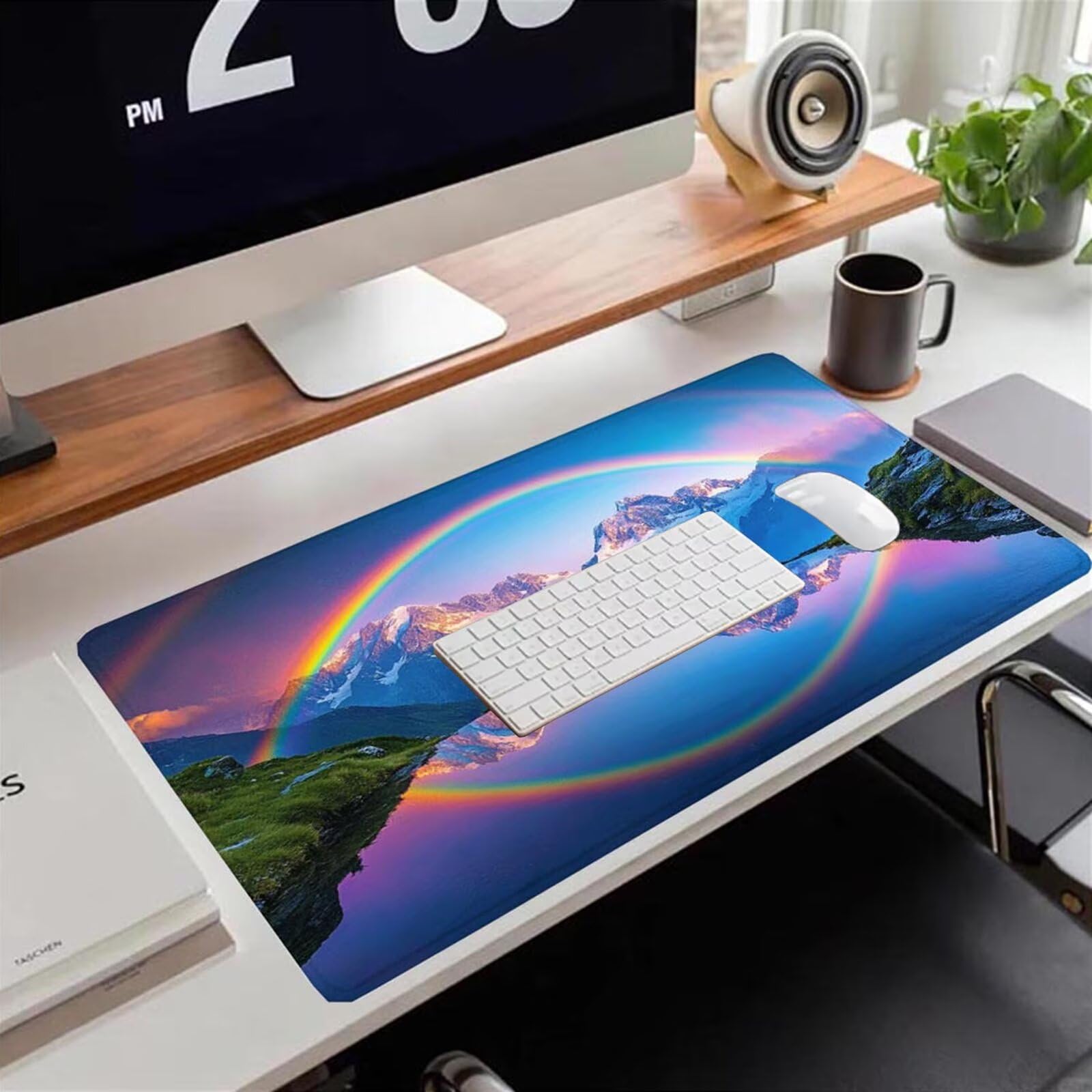 Gamingowa podkładka pod mysz 1200 x 600 x 3 mm, XXL, wodoszczelna, odporna na ścieranie, z przyszytymi krawędziami, niebieska, podkładka na biurko, poprawia prędkość i precyzję, do komputera, biura
