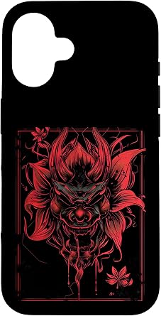 Anime Goth Japanese Oni Demon Lion Red Ornate Art Tattoo Case for iPhone 16