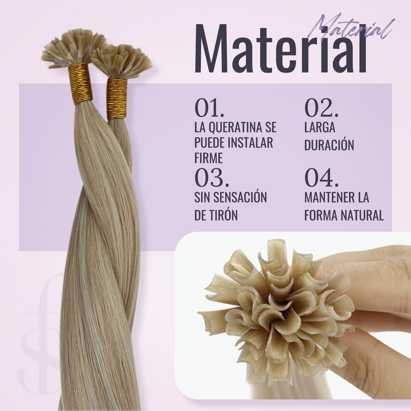 Fshine Pre Bonded Fusion Extensions de Cabello 18 Pulgadas 45CM 50g Remy Cabello Humano Rubio Ceniza Mezclado con Blanqueador Rubio Recto Extensions de Cabello Queratina Color 18P613