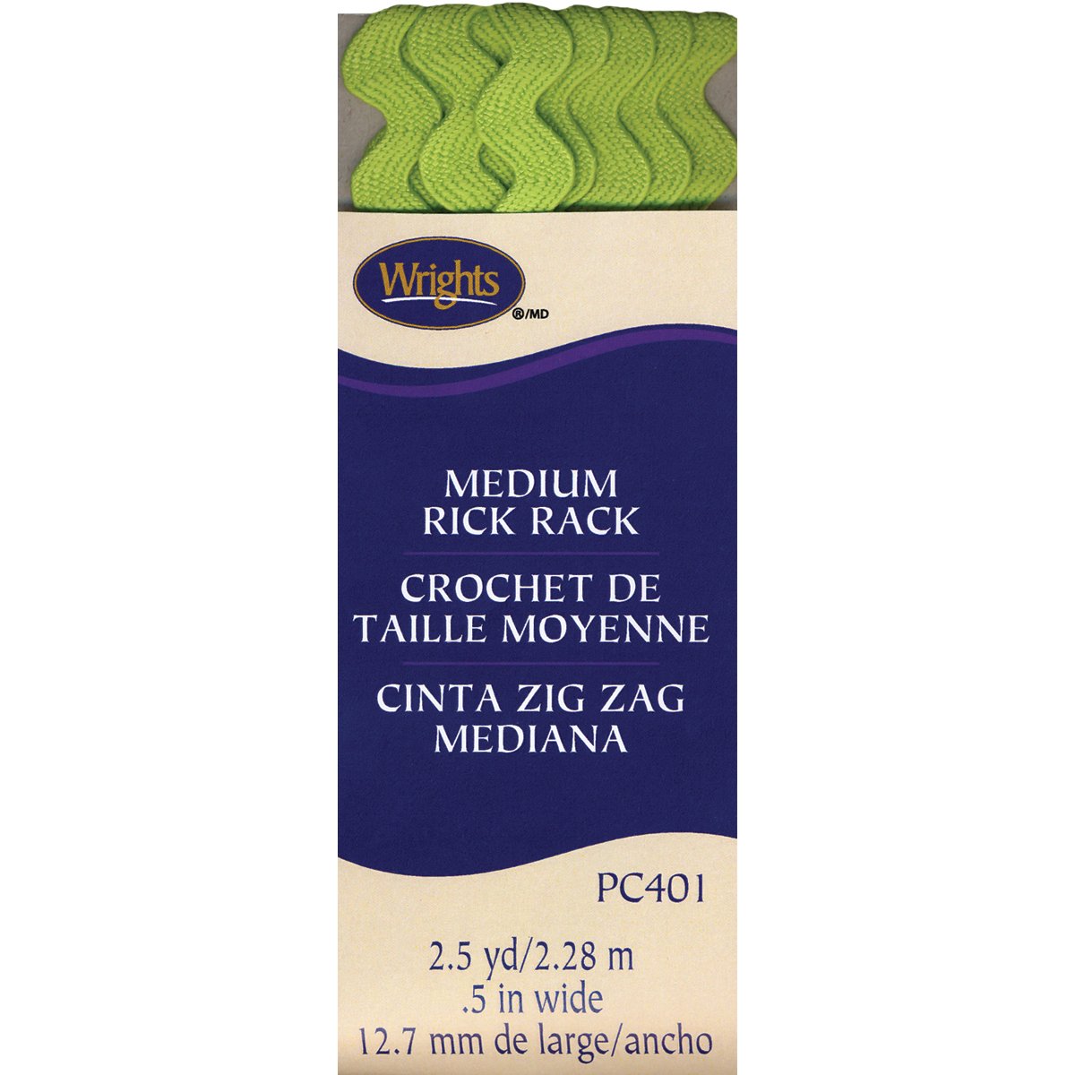 wrights 12 by 2-12-yard rickrack medium lime green