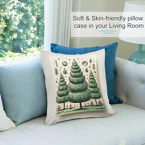 Miniatura 8 de Almohadas para sofá de 16 x 16 pulgadas, diseño de árbol de Navidad, color verde salvia, funda de cojín decorativa simple, funda de cojín cuadrada
