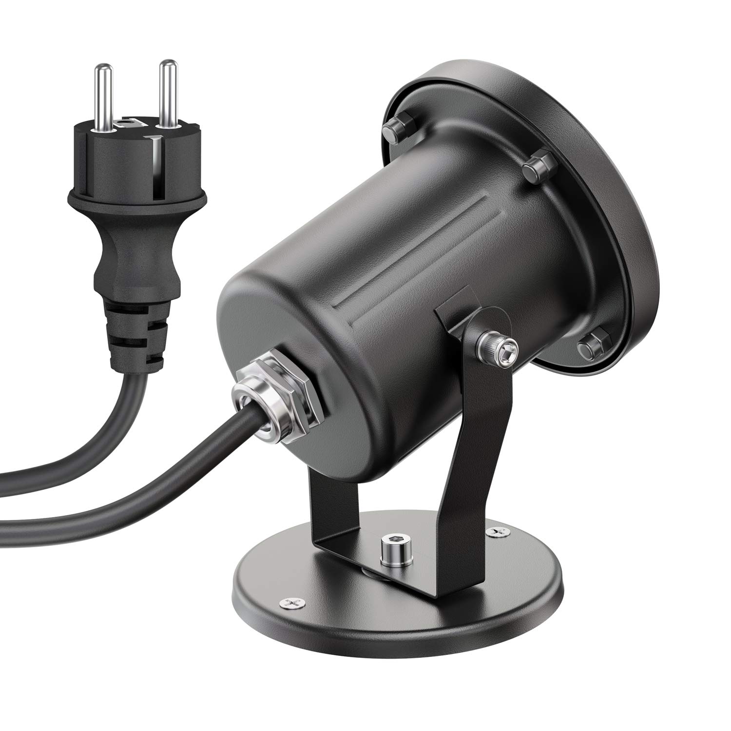 ledscom.de 4x Gartenstrahler MIBU für außen, IP55, Stecker, schwarz, 1x GU10 max. 15W