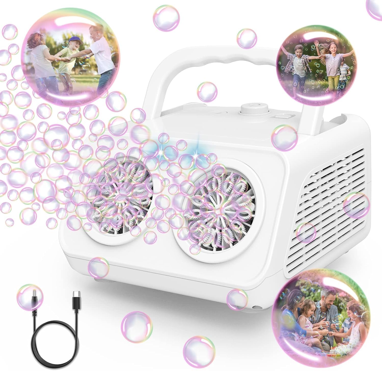 Photo 1 of Bubble Machine,PANACARE Portable Automatic Bubble Blower.20000+ Bubbles per mins.Bubble Maker for Parties.Best Gifts for Kids and Toys for Pets.