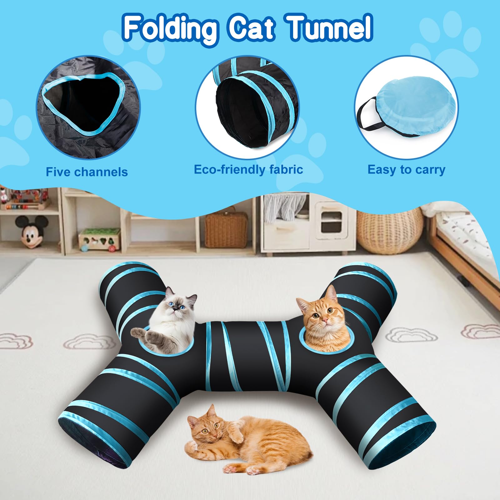 Set di Juguetes para Gatos,39 Piezas Juguetes Gatos con Túnel para Gatos