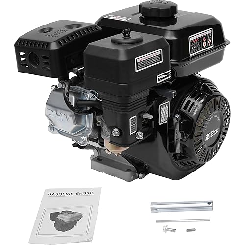 7.5HP 4 Stroke Gas Engine Horizontal Shaft 210CC Go Kart Engine Motor OHV Replacement Gas Motor w/Air Cooling Single Cylinder Gas Powered Engine for Log Splitter Lawnmower Water Pump