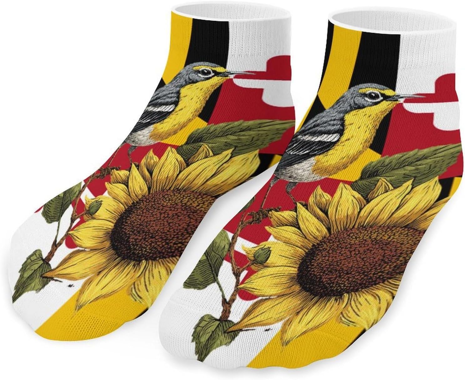 Maryland Flag Baltimore Oriole Bird Socks for Men Women 5 Pairs Ankle Socks