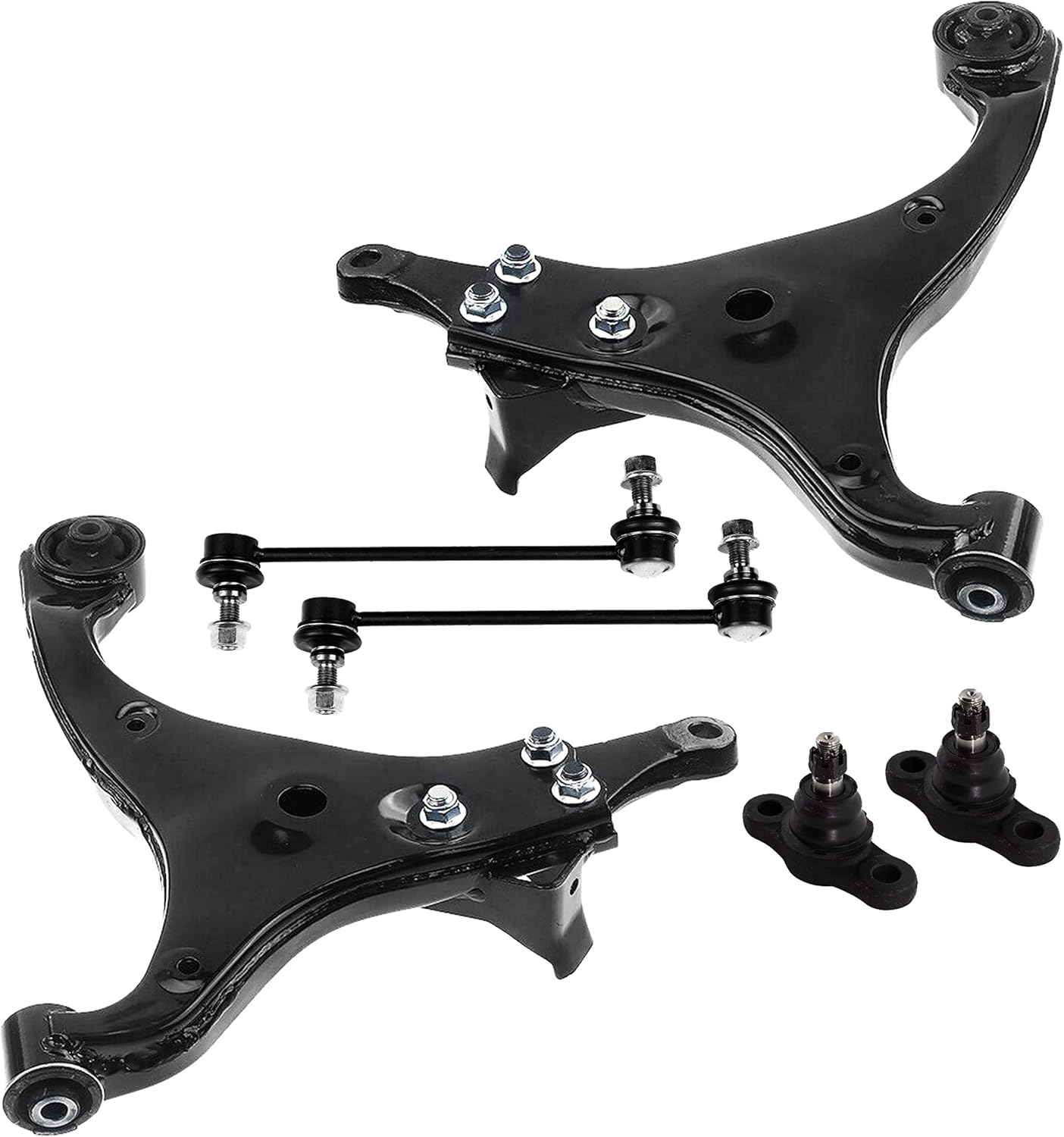 PartsW - 6 Pc Steering & Suspension Kit For Kia Magentis 06 2.4L, Magentis 07-10, Kia Optima 06, Optima 07-10,Kia Rondo 07-12/ Lower Control Arms + Front Sway Bar End Links + Lower Ball Joints