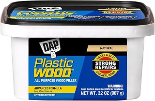 DAP Plastic Wood Latex Wood Filler, Natural 32 oz - All-Purpose Repair for Cracks, Gouges & Holes on Furniture & Cabinets