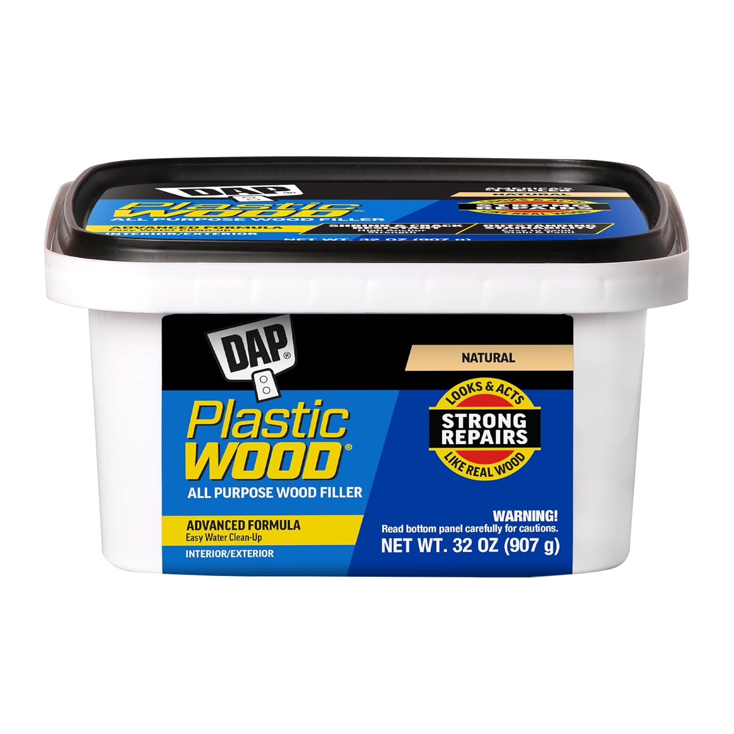DAP Plastic Wood Latex Wood Filler, Natural 32 oz - All-Purpose Repair for Cracks, Gouges & Holes on Furniture & Cabinets