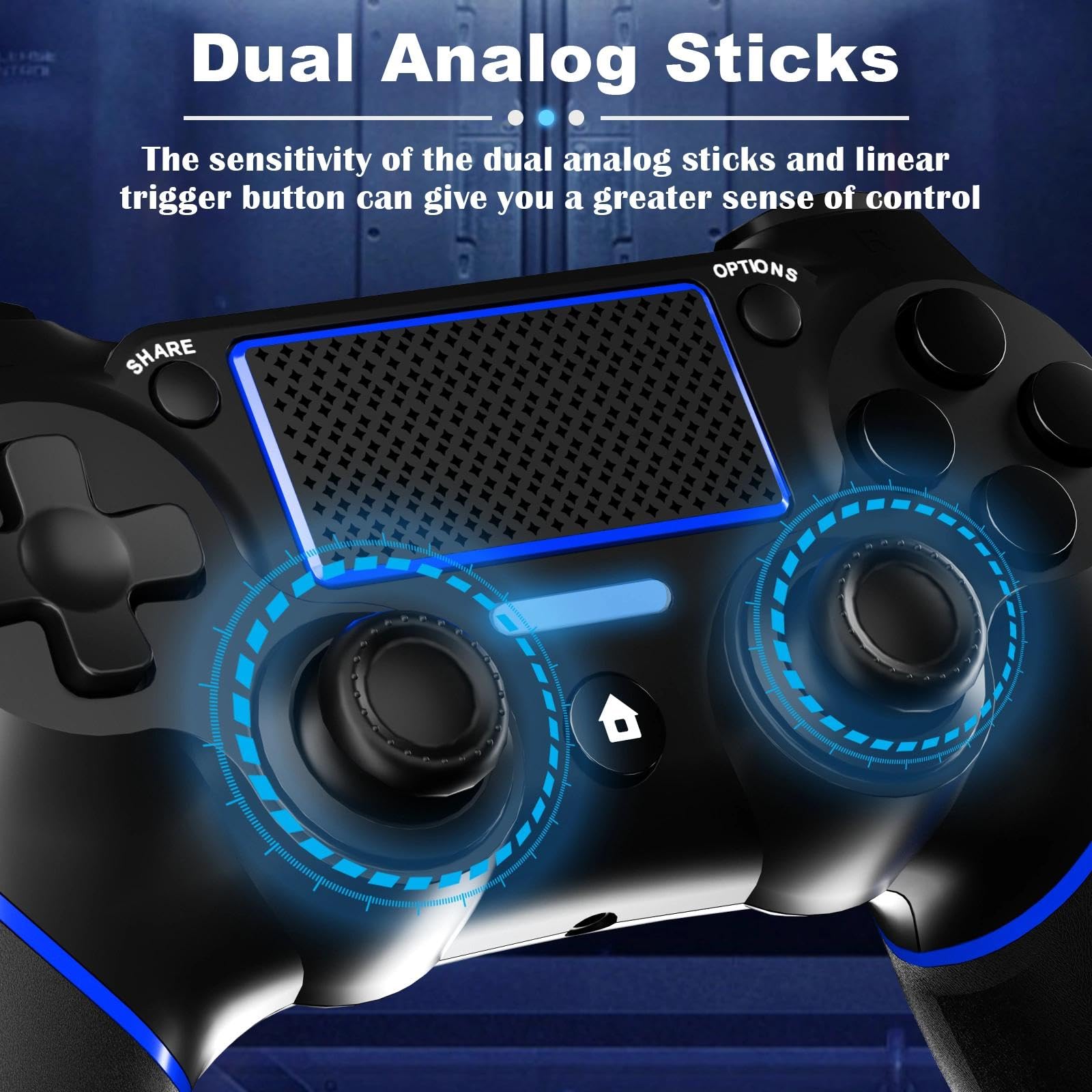 CHEREEKI Mando para PS4 con Bluetooth, Mando Inalámbrico para PS-4 con Turbo/Sensor Giroscópico de 6 Ejes/Doble Vibración/Panel Táctil/Conector de Audio de 3,5mm(600mAh)