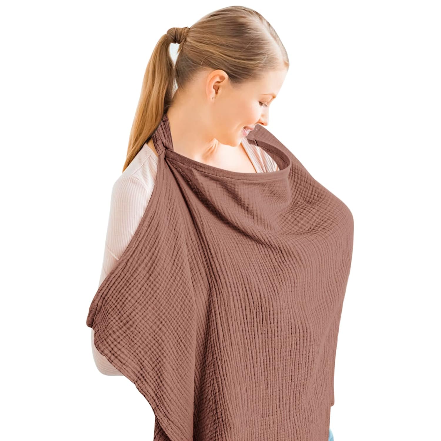 Nursing Cover for Breastfeeding, 100% Cotton with Rigid Hoop | Breathable Fabric, Privacy Cover, Car Seat Canopy, Lightweight, Multi-Use-image-24