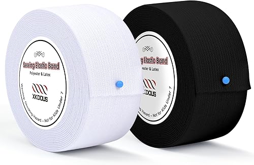 Miniatura 10 de XKDOUS Banda elástica para costura, bandas elásticas de punto negro de 3 pulgadas y 6 yardas para coser cintura y pantalones de cintura, alta