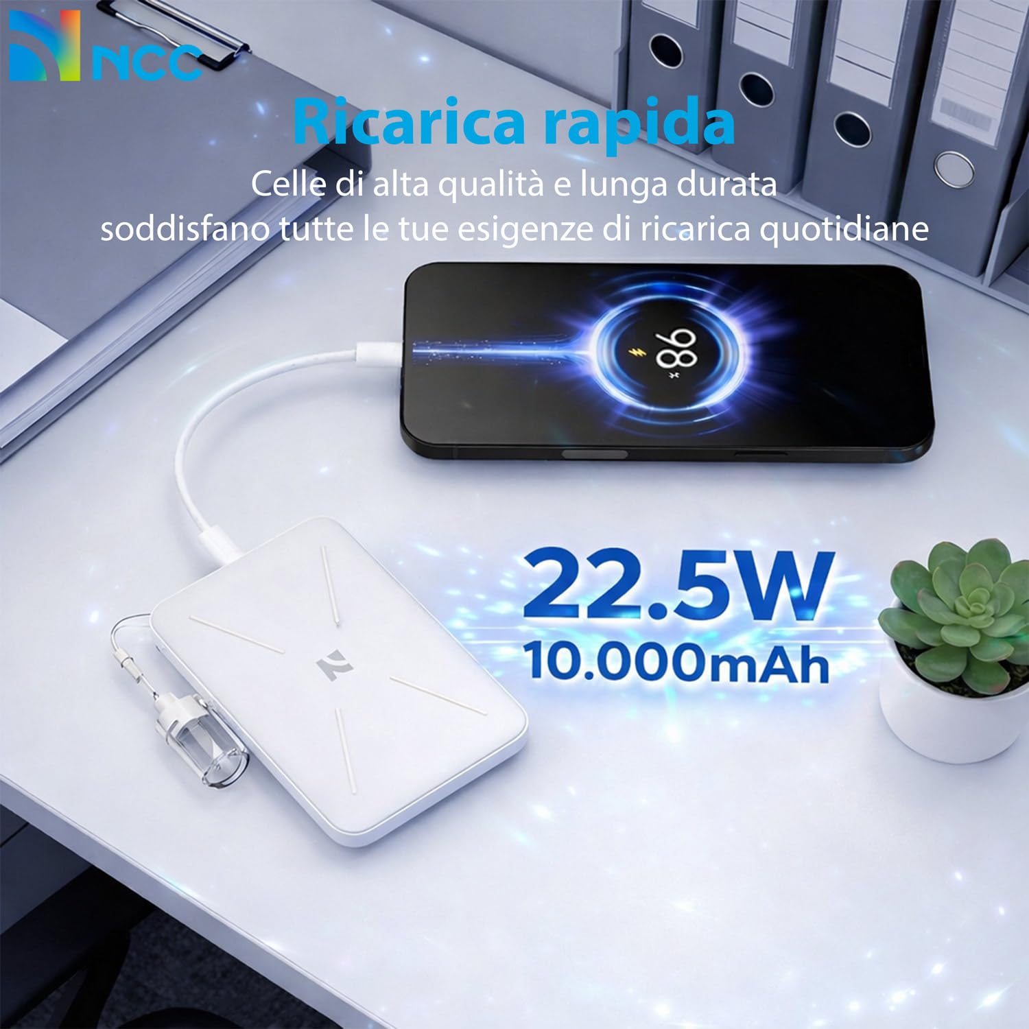 New Net - Power Bank magnético 10000 mAh compatible con Samsung Galaxy | S26, S26+, S25, S25+, S24, S24+, Ultra, Edge, FE, 5G iPhone 17 16 15 Pro Max [Wireless Mag Safe - Potencia 15W - USB-C 22.5W]