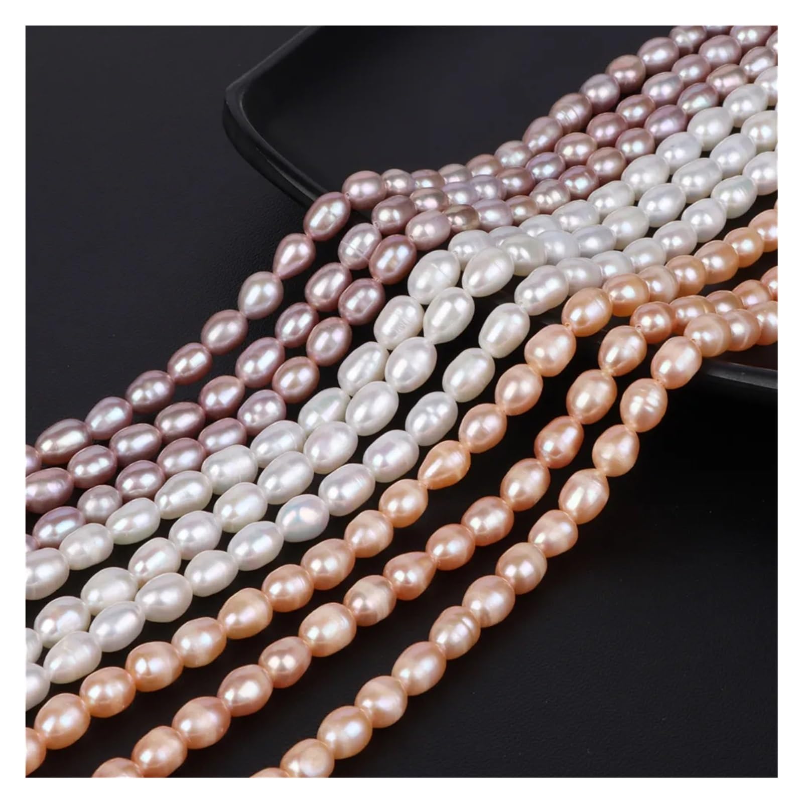 Perlengirlande Weiße natürliche Perle Perlen Süßwasser Reis Form Perle lose Perlen for Schmuck Machen DIY Armband Halskette Zubehör(2 Purple oval)