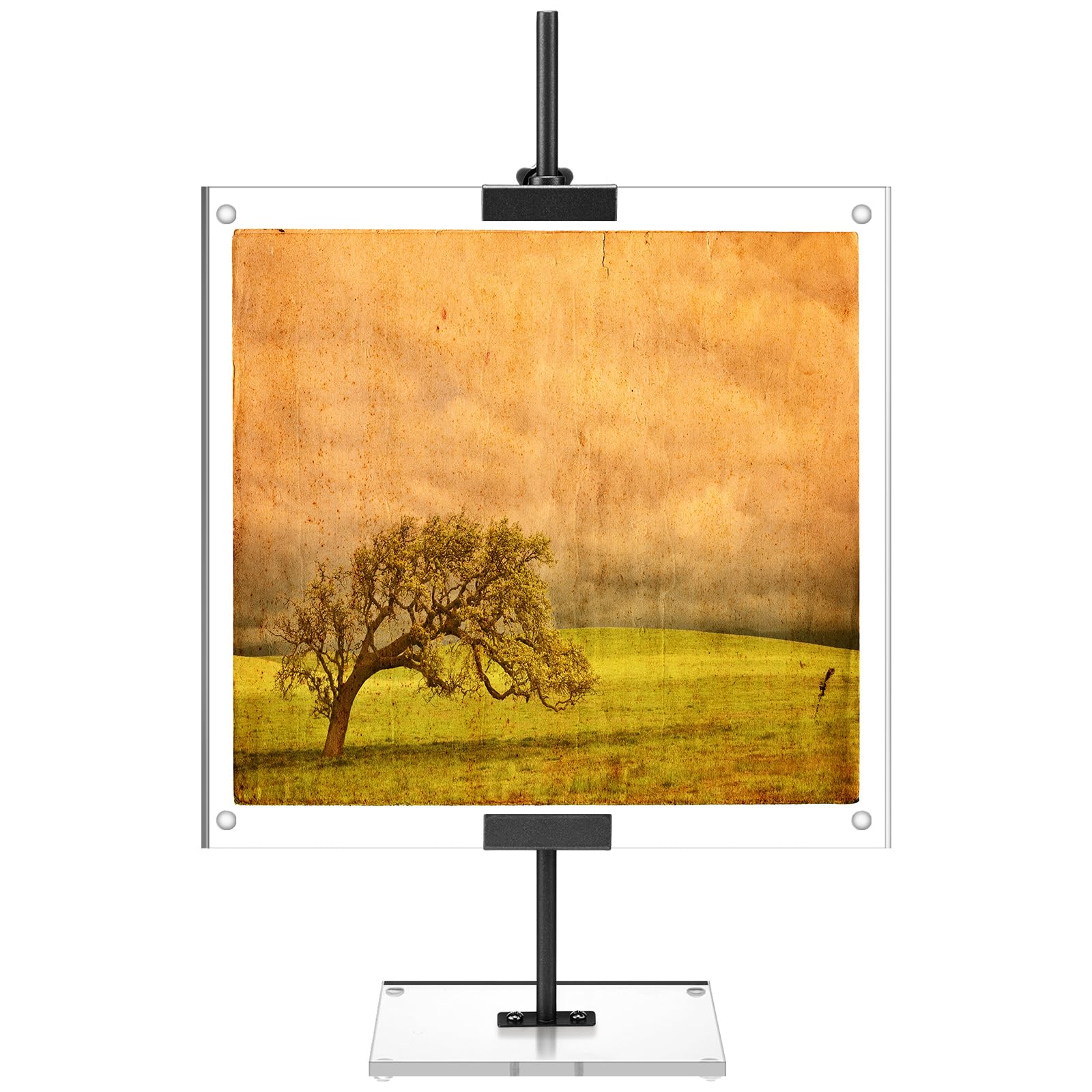 Photo 1 of ***MISSING PARTS***
RattanView Adjustable Tabletop Easel Stand with Clear Acrylic Floating Photo Frame Set 16.5" Metal Picture Easel Display Stand for Picture, Art, Photos, Poster, Signs(Black,Acrylic Base)