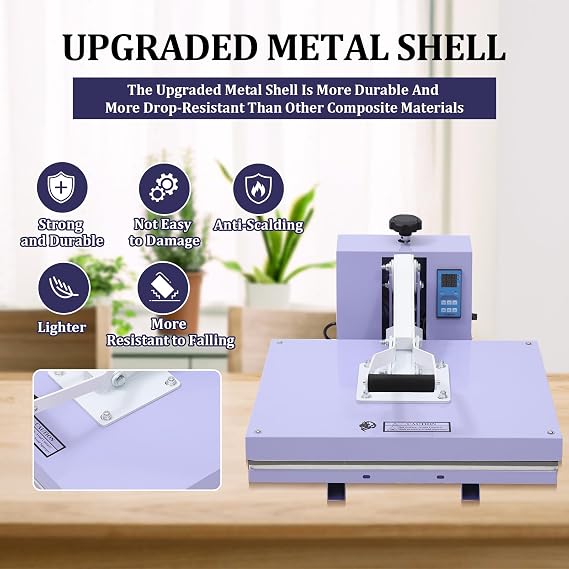 Heat Press Machine, 16 x 20 inch Flip Top Heat Transfer Machine, Fixed Digital Sublimation Heat Transfer Machine, T-Shirt Heat Press Machine for T-Shirts, Mugs, Hats, Plates, Caps