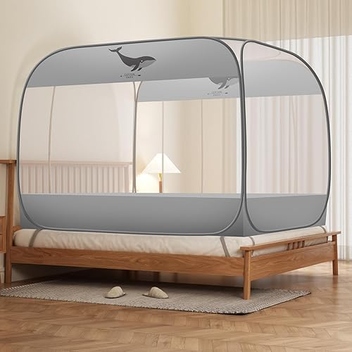 Miniatura 8 de lazyzzz Tienda de campaña de mosquitera desplegable con techo ancho, diseño plegable portátil con parte inferior para dormitorio, patio, al aire