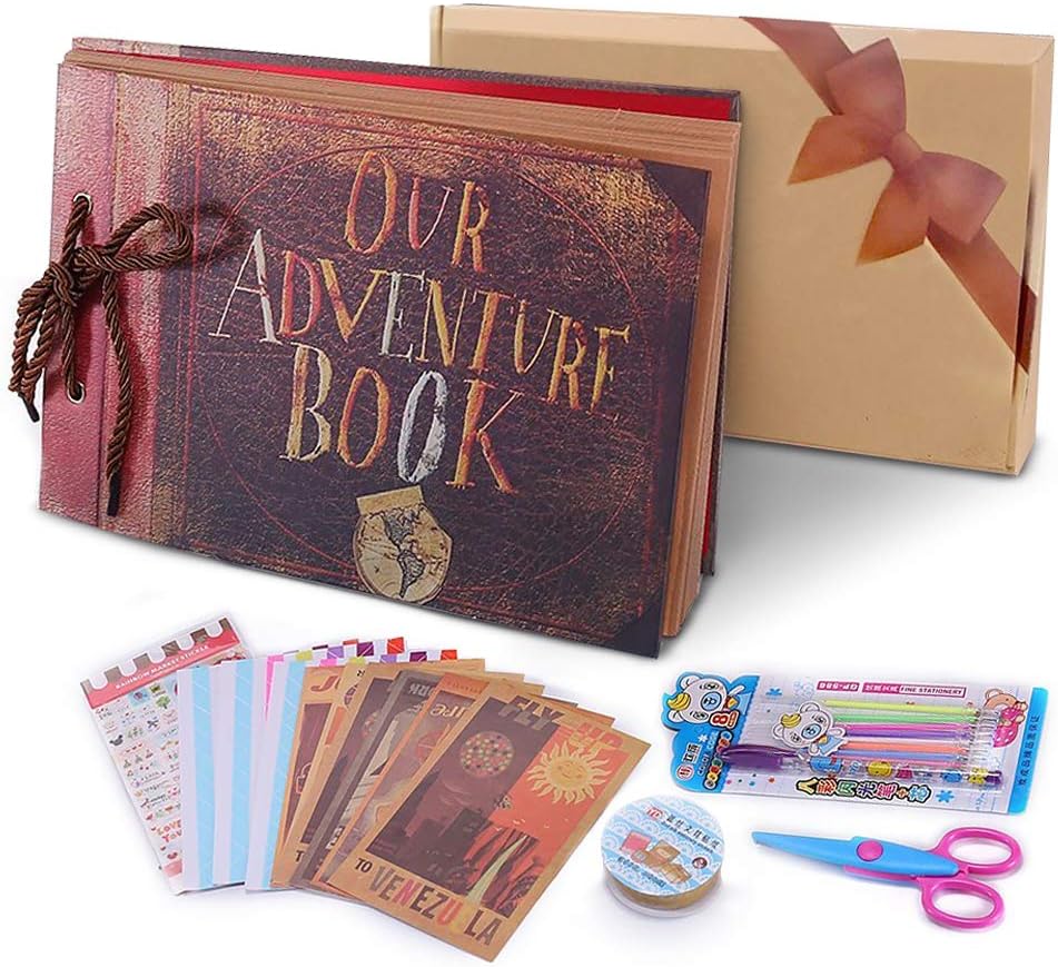 POOTACK DIY Photo Album, Scrapbook Photo, Adventure Book, for Couple, Friends, Family and Children, Valentine's Day Gift, 80 Pages (40 Sheets)