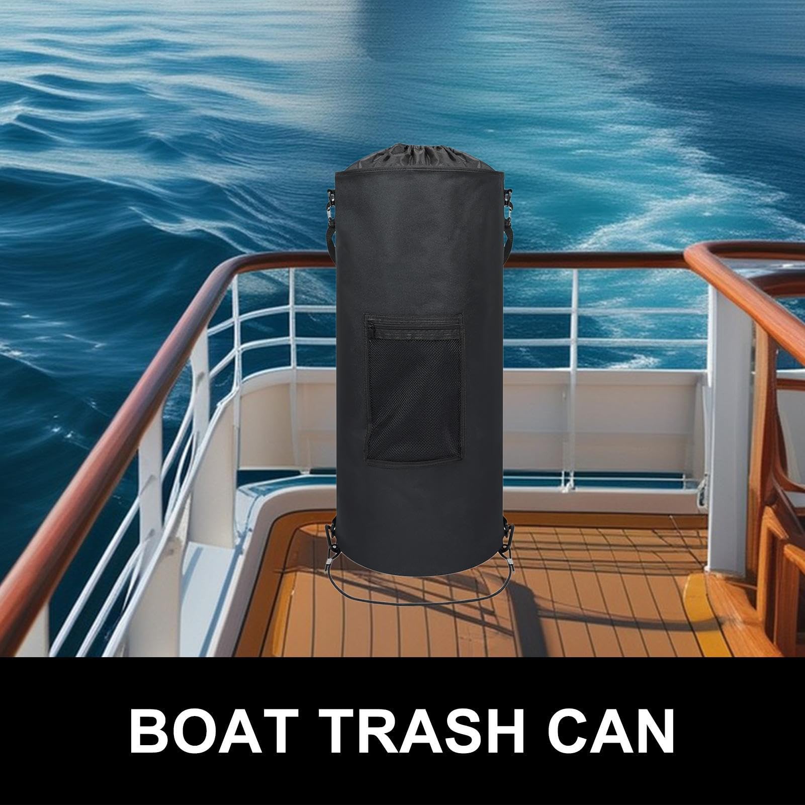Boat - Cestino per la spazzatura, 64 x 26 cm, riutilizzabile, 45 – 59 litri, per camper, organizzatore di contenitori di supporto per cavo della spazzatura, contenitore pieghevole impermeabile in