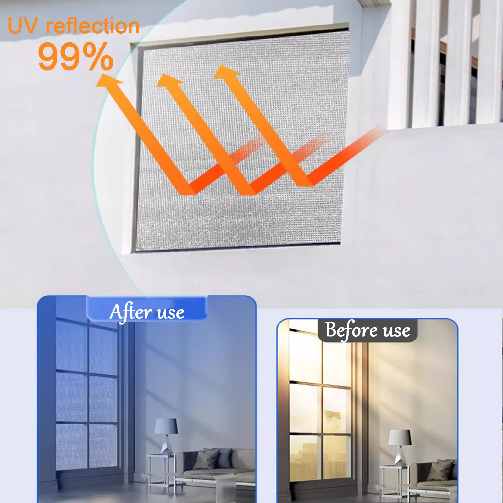 Aislamiento Película de Protección Solar,Película Reflectante para Ventana Control de Calor,Anti UV para el Hogar,Edificios,Película Aluminizada de 9 mm de Espesor (100x280cm/39 x110)