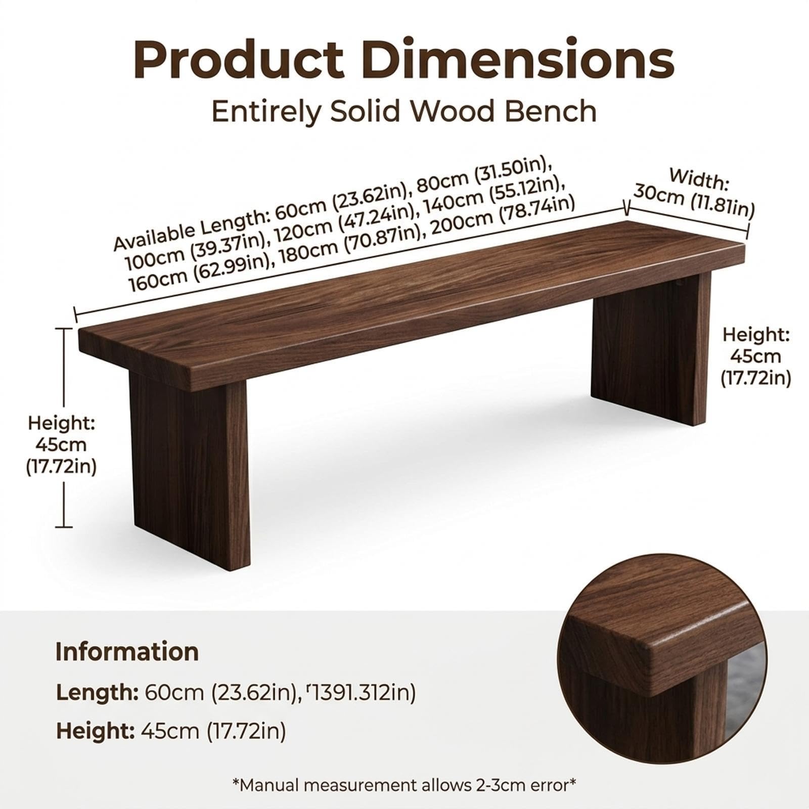 Banc d'Entrée en Bois Massif, Style Minimaliste, Banc de Lit Robuste