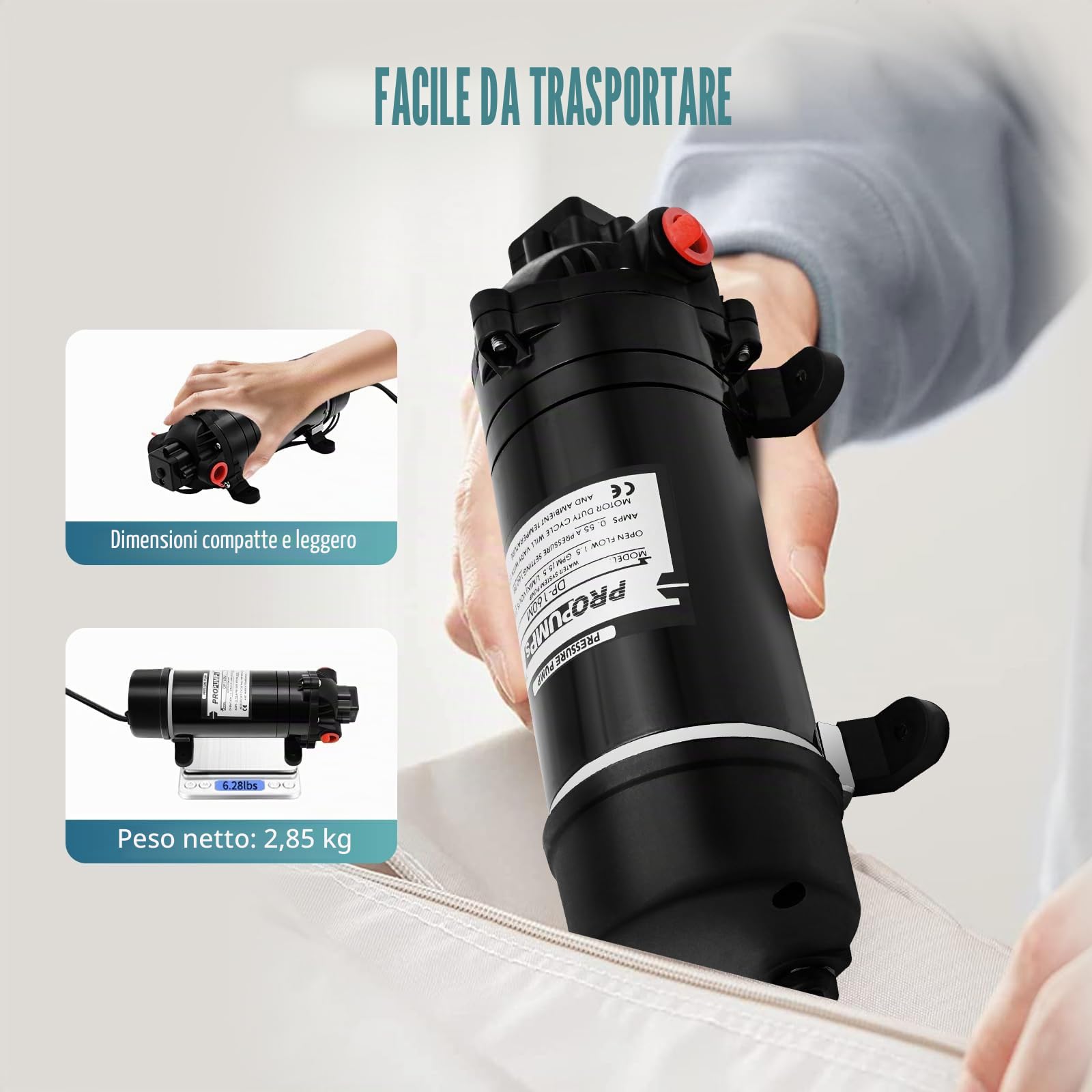 Pompa Acqua 120W 220V 11Bar Pompa a Pressione a Membrana Pompa Acqua Autoadescante ad Alta Pressione 5,5 l/min Mini Pompa a Membrana con Interruttore Automatico Pompa di Aumento della Pressione per