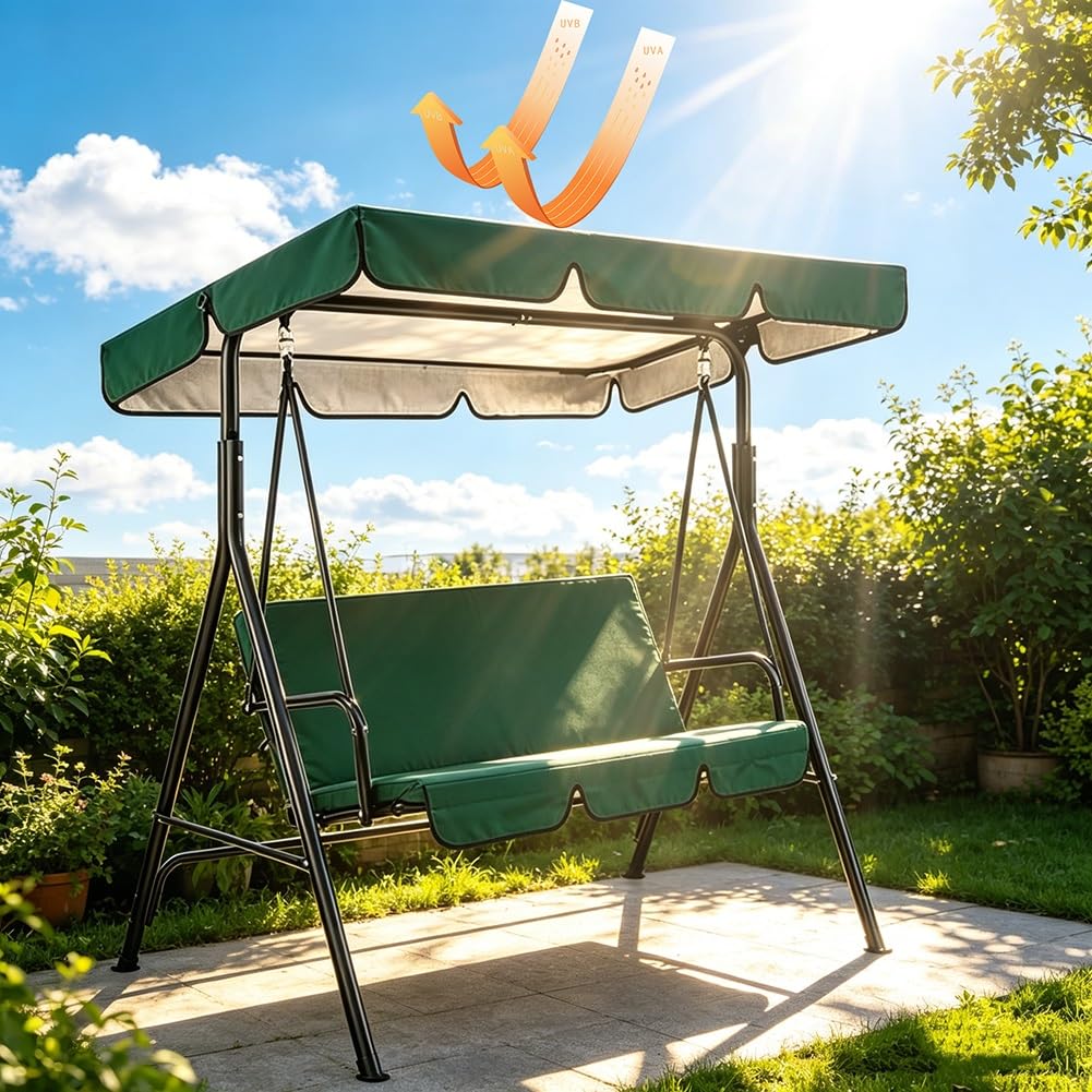 Toile de Rechange pour Balancelle de Jardin, Toit de Balançoire Imperméable, Housse de Remplacement pour Balancelle en Polyester(190x132x15cm/75x52in)