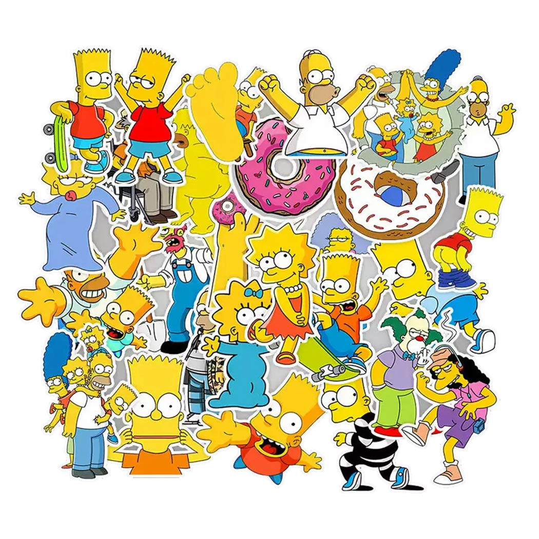 The Simpsons Stickers for Water Bottles 50 Pcs Cute,Waterproof,Aesthetic,Trendy Stickers for Teens,Girls Perfect for Waterbottle,Laptop,Phone,Travel Extra Durable Vinyl