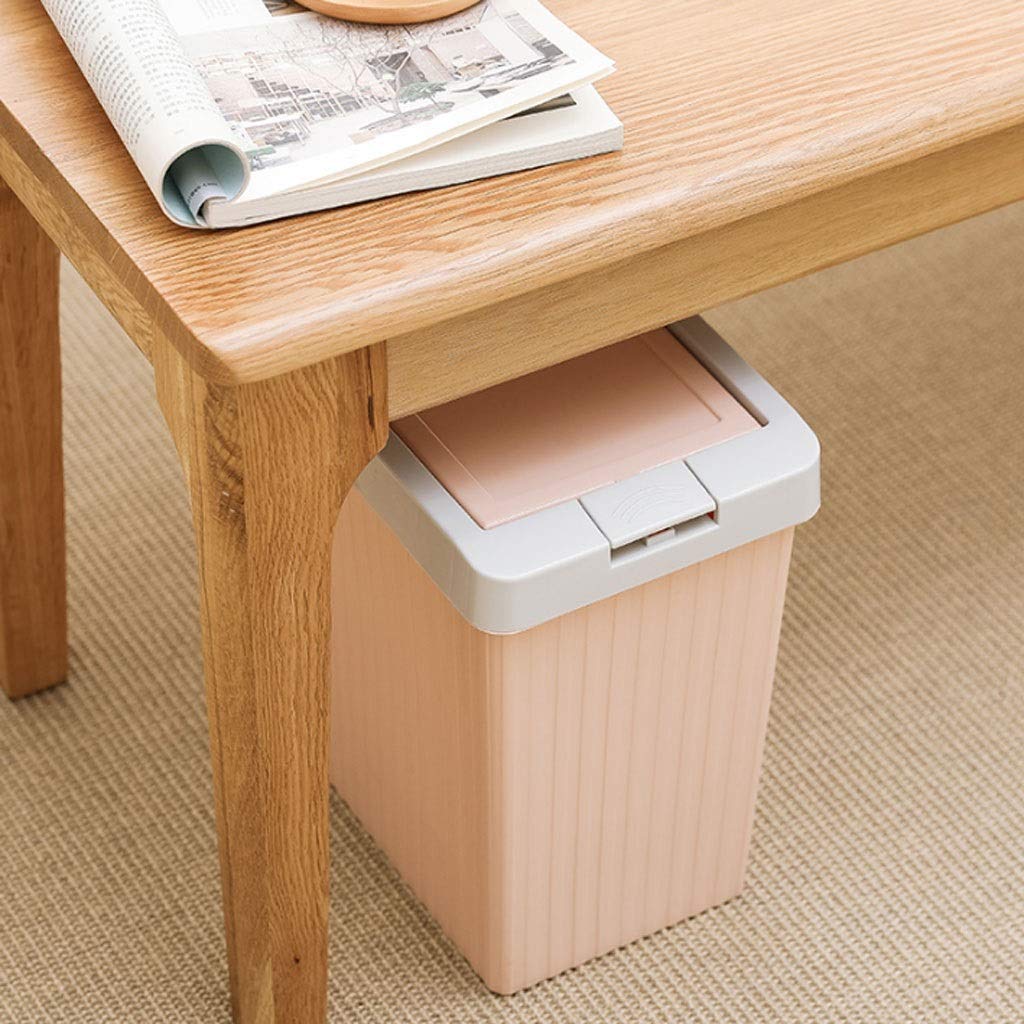 UPJAKS Cubo de Basura Caja Cuadrada táctil, Caja de Reciclaje for el hogar, Sala de Estar Cocina Estudio Dormitorio Oficina Baño Baño Plástico Bote de Basura Bote de Basura Baño (Color : Rose)
