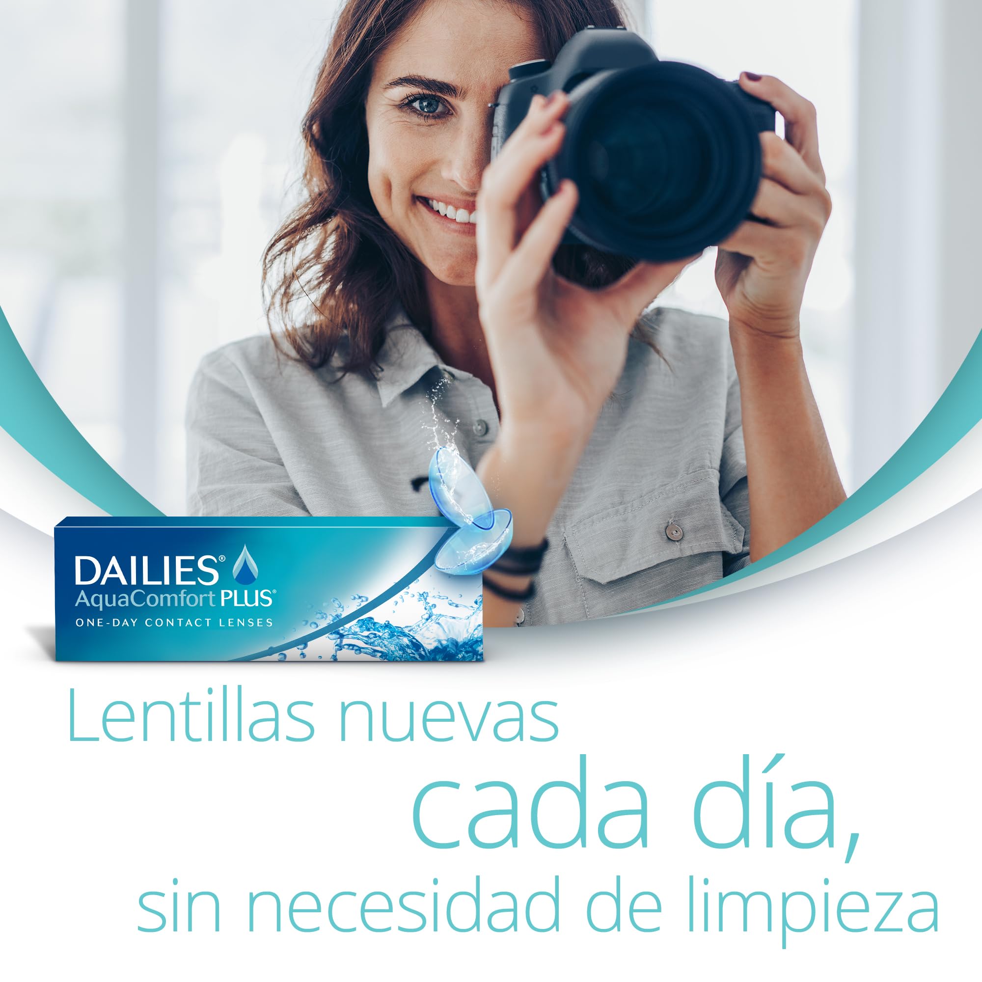 Dailies AquaComfort Plus Lentes de contacto de reemplazo diario, Pack de 30, R 8.7 mm, D 14.0 mm, -4 Diopt