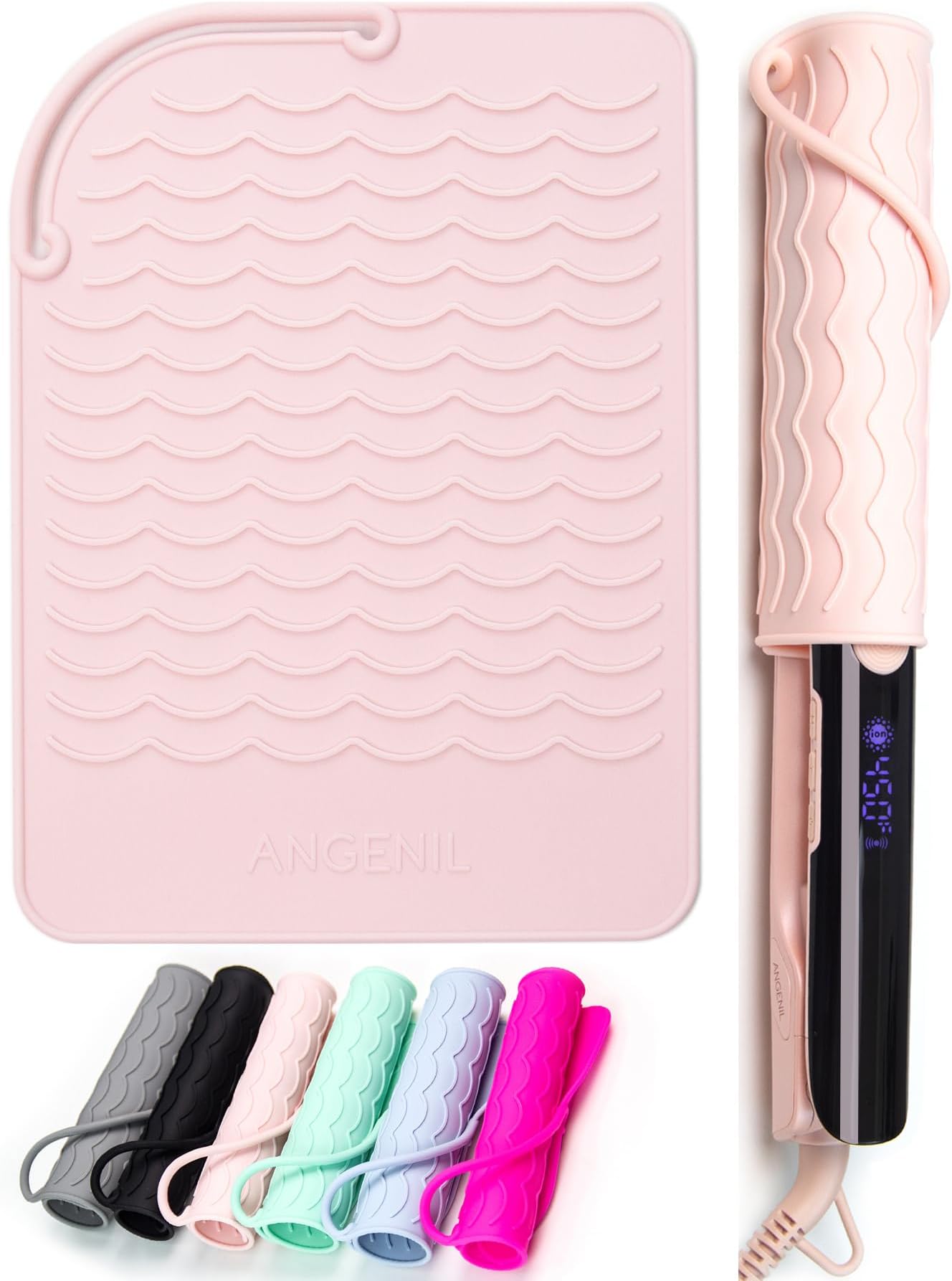 ANGENIL Heat Mat for Hair Straighteners, Heat Resistant Mat for Curling Iron, Silicone Heat Resistant Mat for Travel Flat Iron Hair Straightener, Heat Protecting Mat for Hair Curler 21.5 cm x 15.5 cm