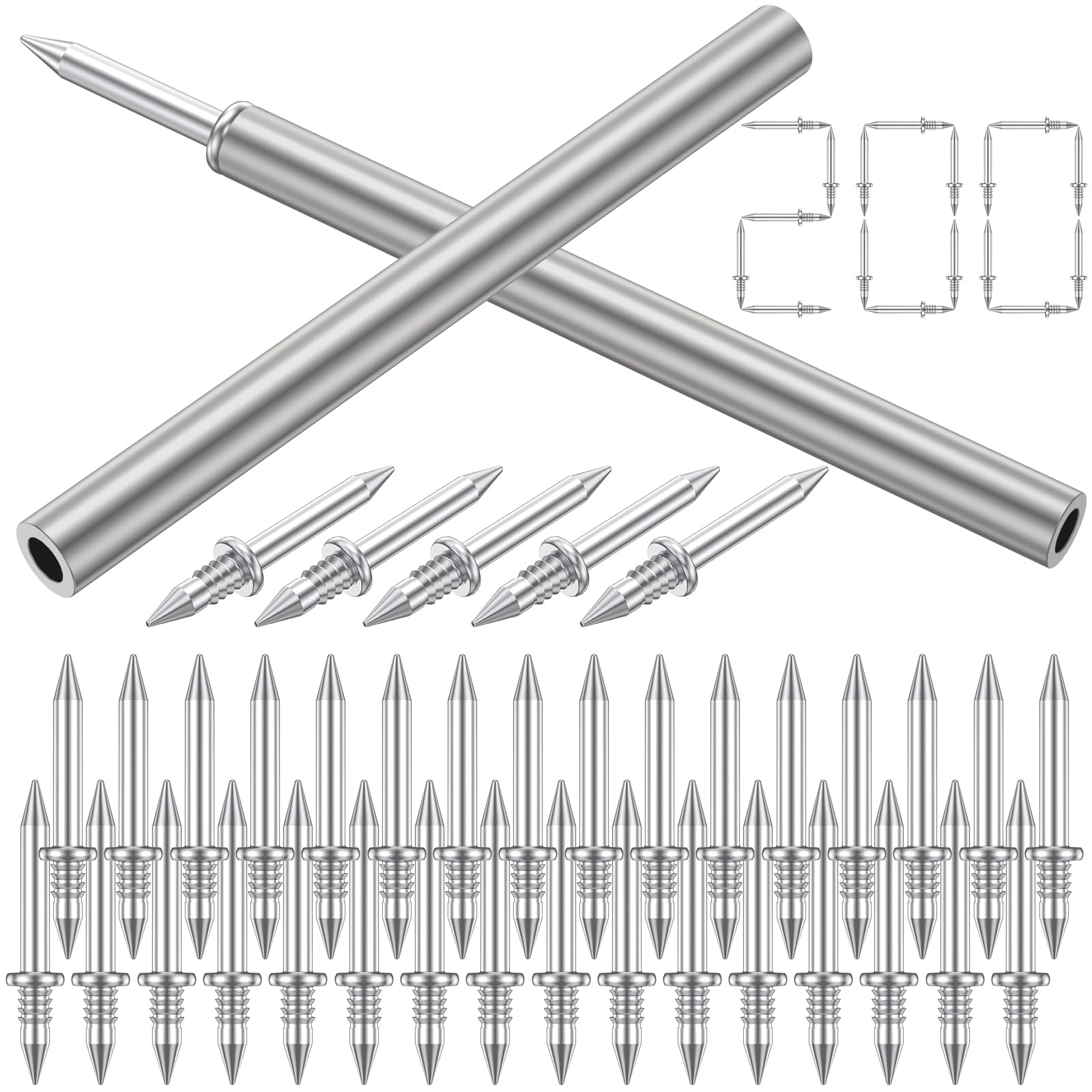 200Pcs Double-Head Skirting Thread Seamless Nail, No Trace Skirting Board Nails Rust-Proof Single Angle Nails Skirting Line Special Hidden Nail with Nail Specific Sleeve Tool for Wood Veneer Furniture