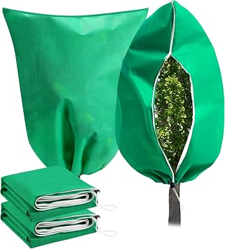 2 Pack Winter Plant Covers Freeze Protection - 2.2oz/yd2 72" X 47" Frost Protection Blankets with Zipper & Drawstring Closure, Reusable Freeze Cloths for Shrubs, Fruit Trees, Potted Plants