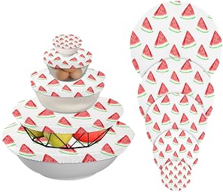 Watermelon Watercolor Bowl Covers Reusable 5PCS Cloth Bowl Cover in 5 Size Elastic Food Storage Cover Stretch Lids for Kitchen Containers Bread Proofing