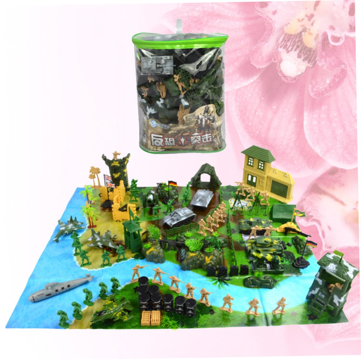 Set Soldatini Militari 130 Pezzi in Plastico, Giocattolo | Design Realistico, Adatto a Tavolo Sabbia, Stile Contemporaneo, 130 Pezzi per Attività di Gioco