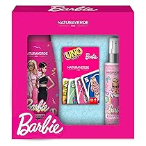 BARBIE | Gift Set Carte UNO, Cofanetto Bagnoschiuma da 300 ml, Acqua Profumata 100 mll e Set Carte da Gioco UNO