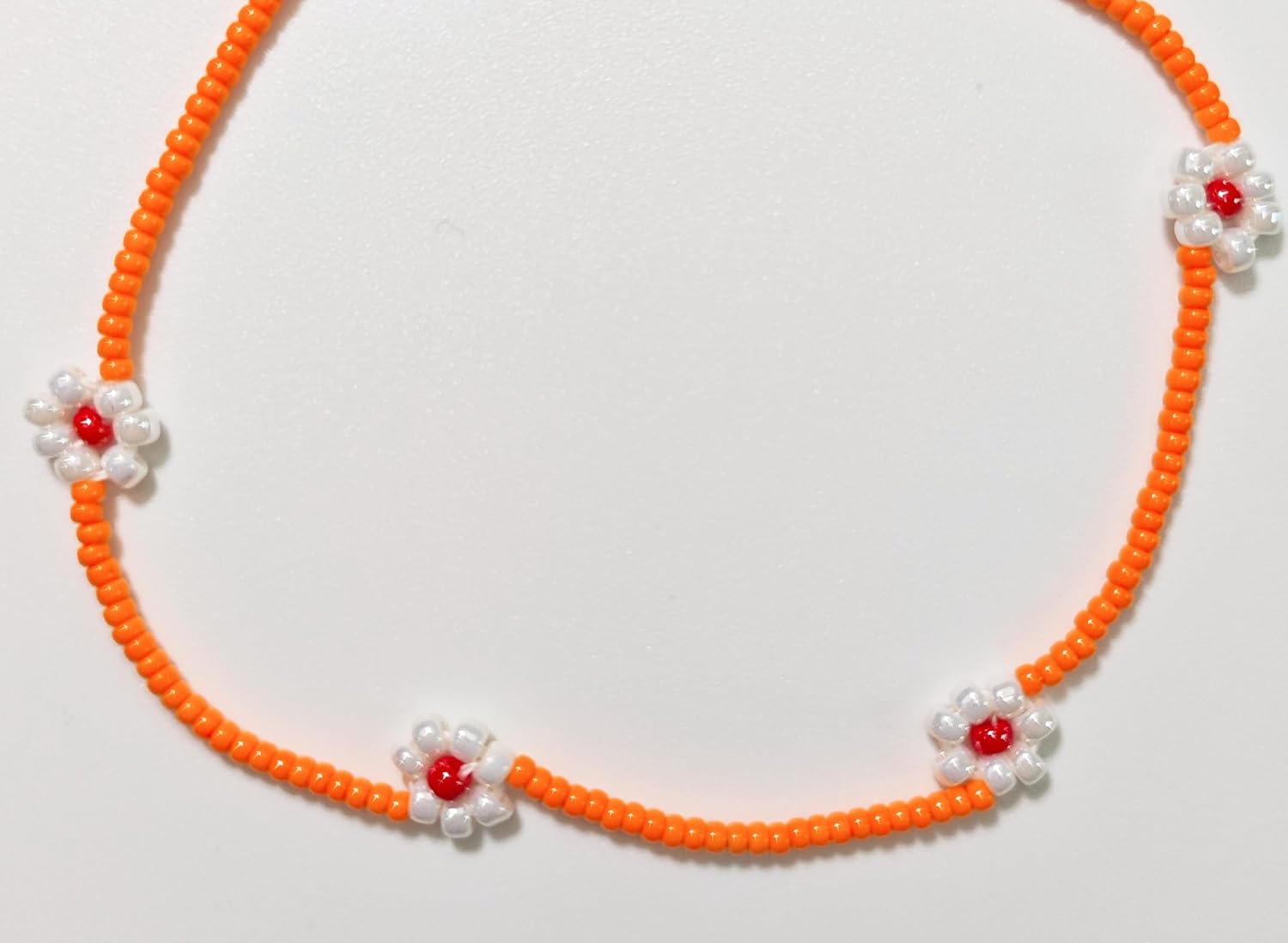 Colorful beaded necklaces for women,Flower Boho Bead Choker Necklace,Beach Necklace 14K Gold Plated,Summer Handmade Jewelry Gifts,handmade necklace for girls(orange) - Image 7
