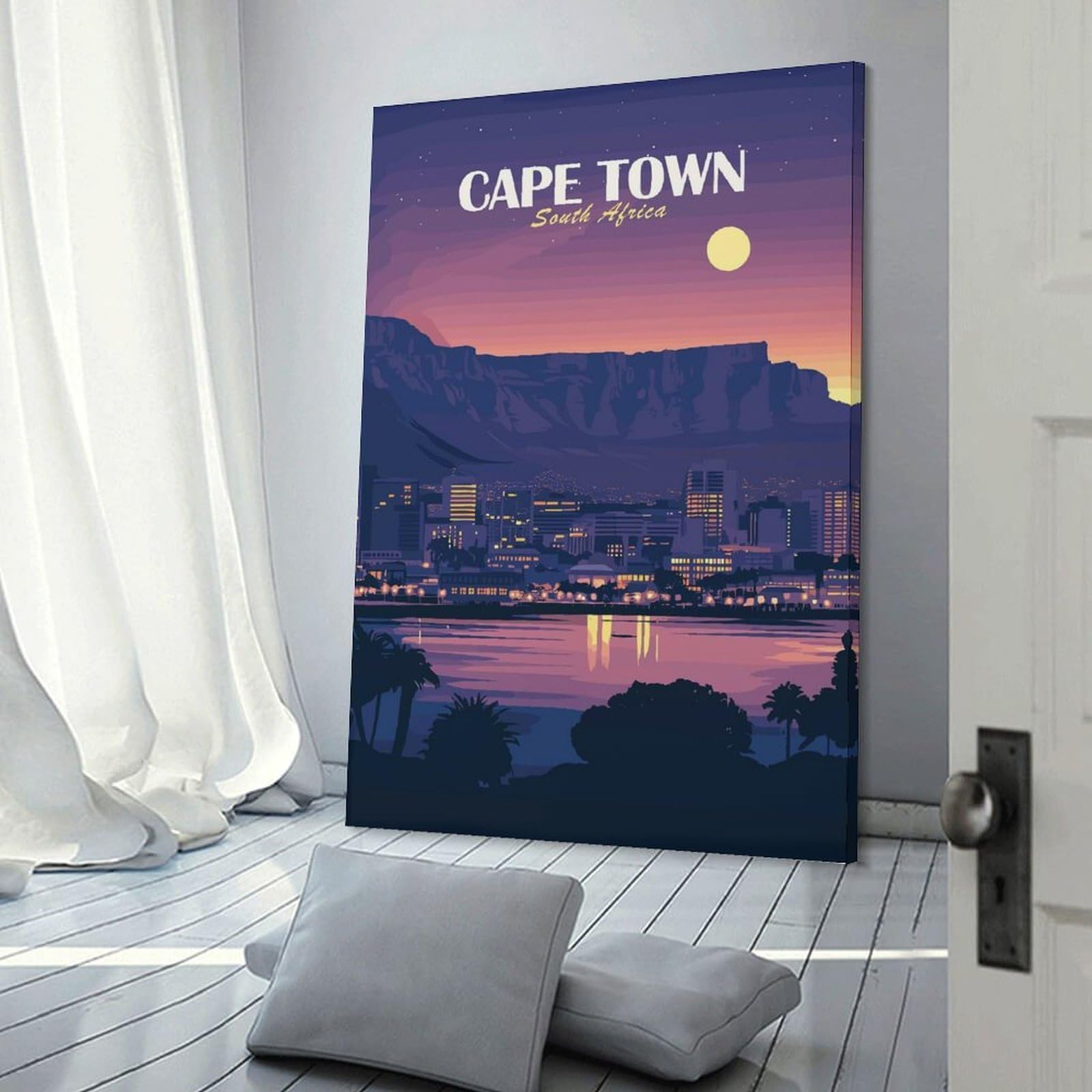 Junmoney Cape Town South Africa Cityscape Home Decor Wall Art 20x30inch(50x75cm), for Living Room, Bedroom Or Home Office, Decorative Present for New Homes