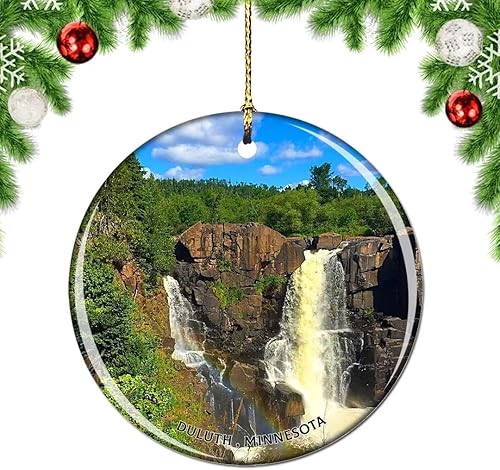 Weekino Minnesota Duluth Cascada de Estados Unidos adorno para árbol de Navidad decoración colgante colgante colección de recuerdos de viaje de