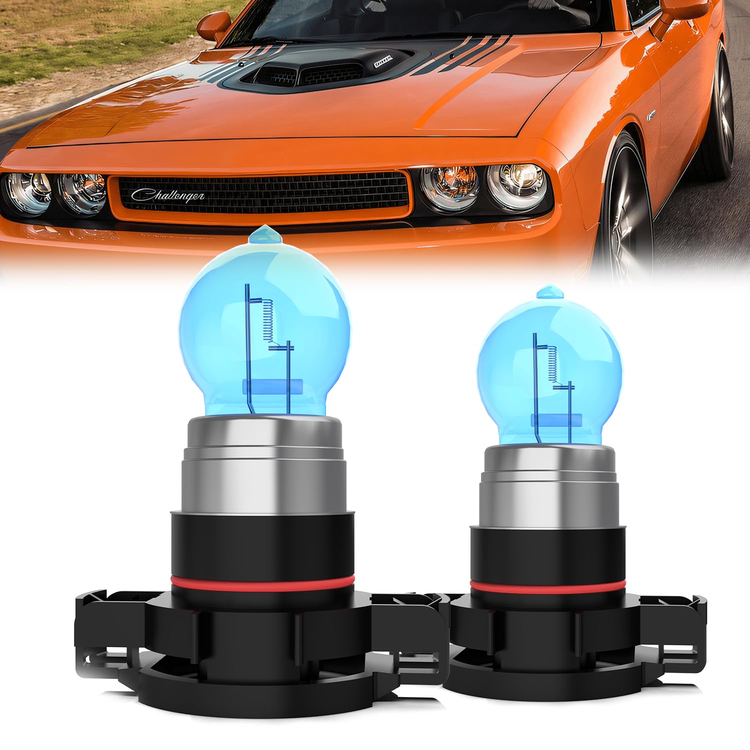 LECCIBUB Fog Light Bulbs Compatible With Dodge Challenger 2011-2014, H16 Fog Lights Halogen Light Bulb, Super Bright 6000K White, Plug and Play, Pack of 2