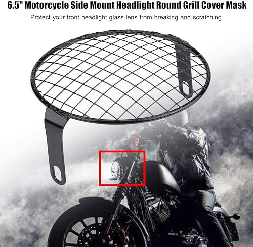 Miniatura 2 de ANGGREK Cubierta para faros delanteros de motocicleta, 6.5 pulgadas para montaje lateral de motocicleta, cubierta de parrilla redonda, repuesto para