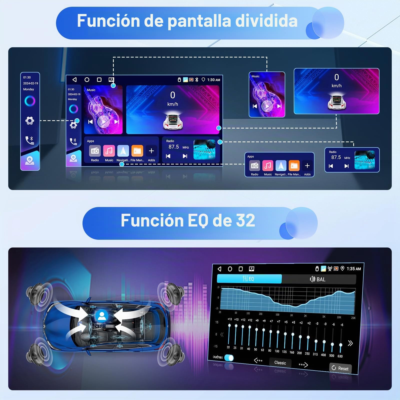 Inefala Radio Coche Android 15 4+64G para Seat Altea 2004-2015 Toledo 2004-2009 CarPlay y Android Auto, Pantalla Táctil 9 Pulgadas, Bluetooth, GPS, FM/RDS, Cámara de Marcha Atrás AHD